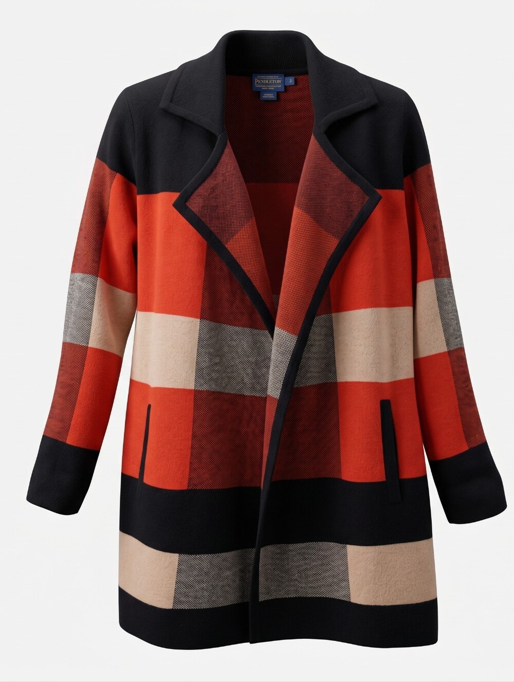 Pendleton Heritage 100% Merino Wool Open Front Plaid Cardigan Coat size Large